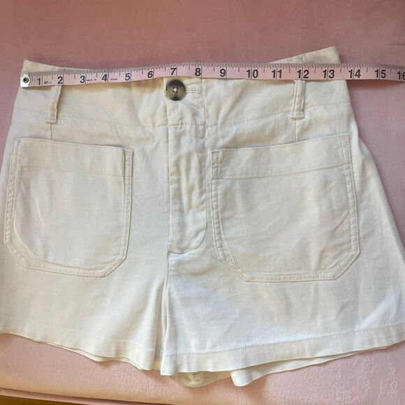Maeve by Anthropologie The Colette Linen Blend Shorts Ivory Cream Size 27 - Picture 8 of 12